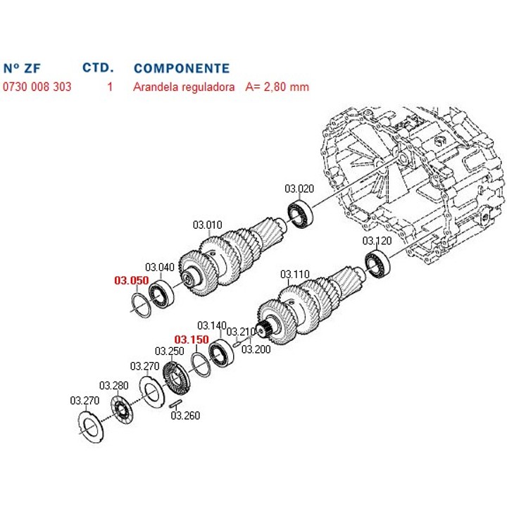 ARANDELA REGULADORA CAJA (16AS-2630-TO) (2,00mm)